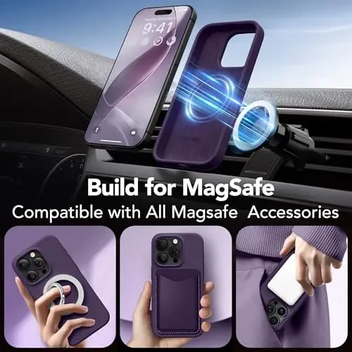 GONEZ Magnetic for iPhone 16 Pro Max Case, [Compatible with MagSafe] Anti-Scratch Microfiber Lining & Screen Protector, Silicone Camera Control, Shockproof Slim Phone Cover 6.9 inch, Deep Purple - GONEZ (1)