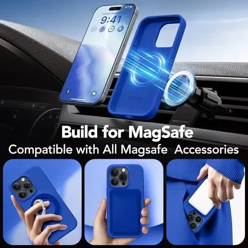 GONEZ Magnetic for iPhone 16 Pro Max Case, [Compatible with MagSafe] Anti-Scratch Microfiber Lining & Screen Protector, Silicone Camera Control, Shockproof Slim Phone Cover 6.9 inch, Klein Blue - 3