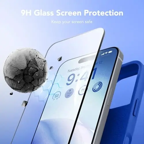 GONEZ Magnetic for iPhone 16 Pro Max Case, [Compatible with MagSafe] Anti-Scratch Microfiber Lining & Screen Protector, Silicone Camera Control, Shockproof Slim Phone Cover 6.9 inch, Klein Blue - 4