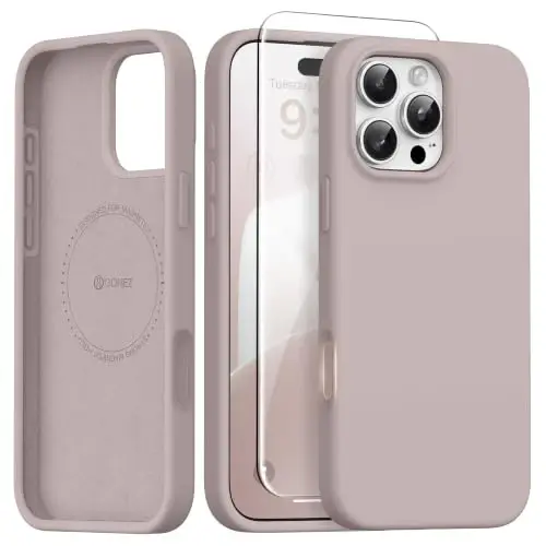 GONEZ Magnetic for iPhone 16 Pro Max Case, [Compatible with MagSafe] Anti-Scratch Microfiber Lining & Screen Protector, Silicone Camera Control, Shockproof Slim Phone Cover 6.9 inch, Light Taro - GONEZ