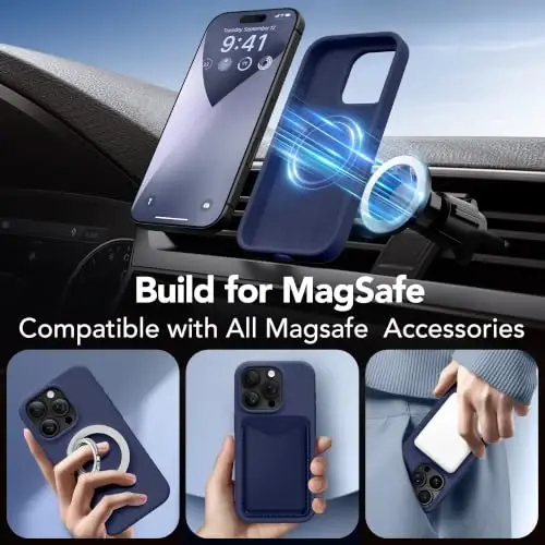 GONEZ Magnetic for iPhone 16 Pro Max Case, [Compatible with MagSafe] Anti-Scratch Microfiber Lining & Screen Protector, Silicone Camera Control, Shockproof Slim Phone Cover 6.9 inch, Midnight Blue - GONEZ (1)