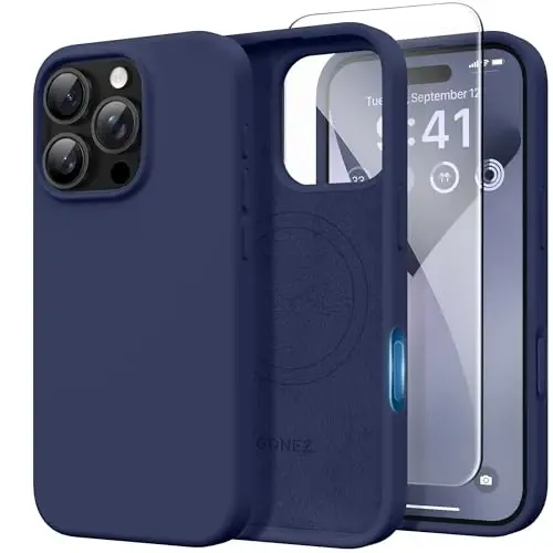 GONEZ Magnetic for iPhone 16 Pro Max Case, [Compatible with MagSafe] Anti-Scratch Microfiber Lining & Screen Protector, Silicone Camera Control, Shockproof Slim Phone Cover 6.9 inch, Midnight Blue 