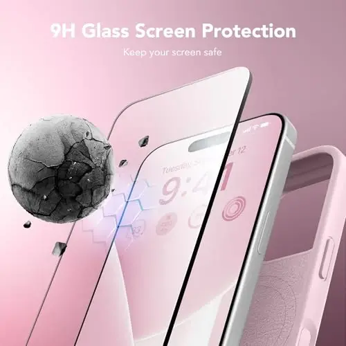GONEZ Magnetic for iPhone 16 Pro Max Case, [Compatible with MagSafe] Anti-Scratch Microfiber Lining & Screen Protector, Silicone Camera Control, Shockproof Slim Phone Cover 6.9 inch, Pastel Pink - 4