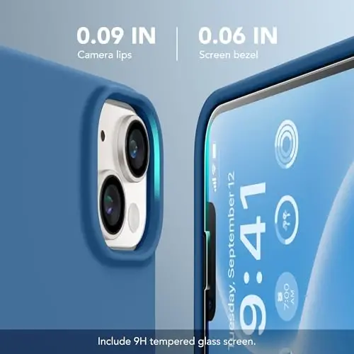 GONEZ Magnetic for iPhone 13 Case & iPhone 14 Case, [Compatible with MagSafe] Anti-Scratch Microfiber Lining & Screen Protector, Shockproof Slim Phone Silicone Cover 6.1 inch, Lake Blue - 5