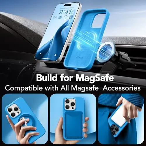 GONEZ Magnetic for iPhone 16 Pro Max Case, Compatible with MagSafe, Liquid Silicone Case, with Screen Protector + Camera Protector, Full Body Protective Shockproof Phone Cover 6.9