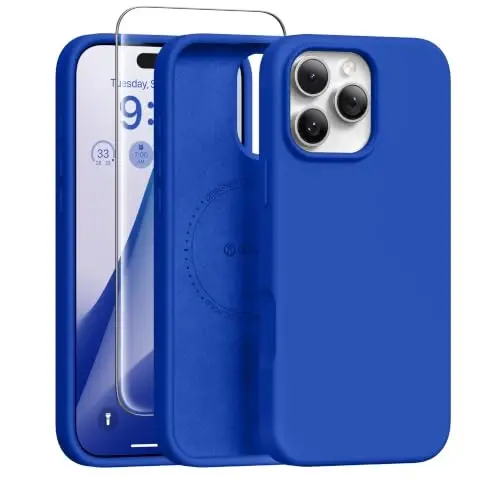 GONEZ Magnetic for iPhone 16 Pro Max Kılıfı, Silikon Kapak Klein Mavisi | MagSafe, Kamera Düğmesi ve Ekran Koruyucu Uyumlu, Mikrofiber Astar, 3 Katmanlı Yumuşak Jel Kauçuk Darbeye Dayanıklı İnce 6,9
