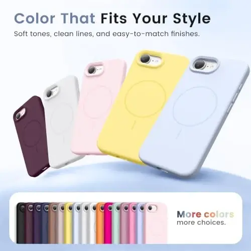 GONEZ Magnetic for iPhone 16e/17e Case, Silicone Cover Baby Blue | Compatible with MagSafe, Screen Protector, Microfiber Lining, 3 Layers Soft Gel Rubber Shockproof Slim 6.1