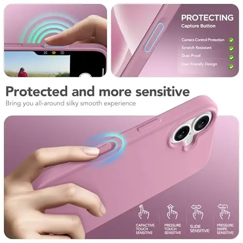 GONEZ Magnetic for iPhone 17 Case, Compatible with MagSafe, [Screen Protector + Camera Lens Protector], Liquid Silicone Anti-Scratch Shockproof Protective Phone Case 6.3 inch, Blackcurrant - 5