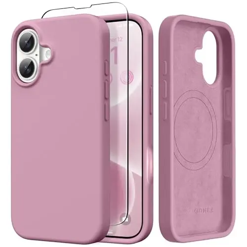 GONEZ Magnetic for iPhone 17 Case, [Compatible with MagSafe] Anti-Scratch Microfiber Lining & Screen Protector, Silicone Camera Control, Shockproof Slim Phone Cover 6.3 inch, Blackcurrant - 1