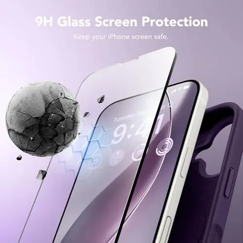 GONEZ Magnetic for iPhone 17 Case, [Compatible with MagSafe] Anti-Scratch Microfiber Lining & Screen Protector, Silicone Camera Control, Shockproof Slim Phone Cover 6.3 inch, Deep Purple - GONEZ (1)
