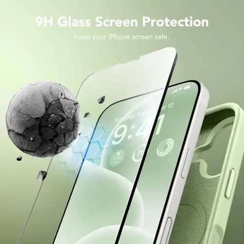 GONEZ Magnetic for iPhone 17 Case, [Compatible with MagSafe] Anti-Scratch Microfiber Lining & Screen Protector, Silicone Camera Control, Shockproof Slim Phone Cover 6.3 inch, Green - 2