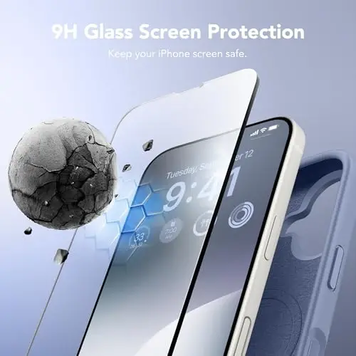 GONEZ Magnetic for iPhone 17 Case, [Compatible with MagSafe] Anti-Scratch Microfiber Lining & Screen Protector, Silicone Camera Control, Shockproof Slim Phone Cover 6.3 inch, Lavendr Gray - 2