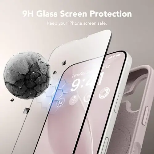 GONEZ Magnetic for iPhone 17 Case, [Compatible with MagSafe] Anti-Scratch Microfiber Lining & Screen Protector, Silicone Camera Control, Shockproof Slim Phone Cover 6.3 inch, Light Taro - 2