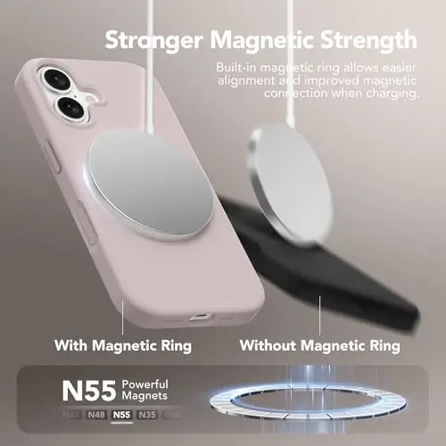 GONEZ Magnetic for iPhone 17 Case, [Compatible with MagSafe] Anti-Scratch Microfiber Lining & Screen Protector, Silicone Camera Control, Shockproof Slim Phone Cover 6.3 inch, Light Taro - 3