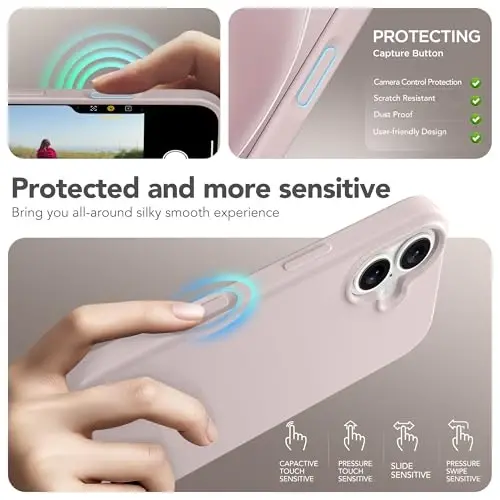 GONEZ Magnetic for iPhone 17 Case, [Compatible with MagSafe] Anti-Scratch Microfiber Lining & Screen Protector, Silicone Camera Control, Shockproof Slim Phone Cover 6.3 inch, Light Taro - 5