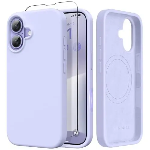GONEZ Magnetic for iPhone 17 Case, [Compatible with MagSafe] Anti-Scratch Microfiber Lining & Screen Protector, Silicone Camera Control, Shockproof Slim Phone Cover 6.3 inch, Lilac 