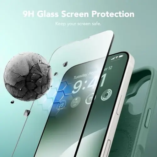 GONEZ Magnetic for iPhone 17 Case, Silicone Cover Midnight Green | Compatible with MagSafe, Camera Button & Screen Protector, Microfiber Lining, 3 Layers Soft Gel Rubber Shockproof Slim 6.3