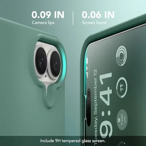 GONEZ Magnetic for iPhone 17 Case, Silicone Cover Midnight Green | Compatible with MagSafe, Camera Button & Screen Protector, Microfiber Lining, 3 Layers Soft Gel Rubber Shockproof Slim 6.3