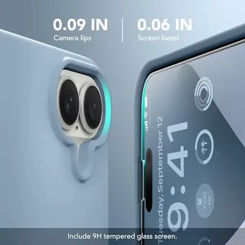 GONEZ Magnetic for iPhone 17 Case, Silicone Cover Mist Blue | Compatible with MagSafe, Camera Button & Screen Protector, Microfiber Lining, 3 Layers Soft Gel Rubber Shockproof Slim 6.3