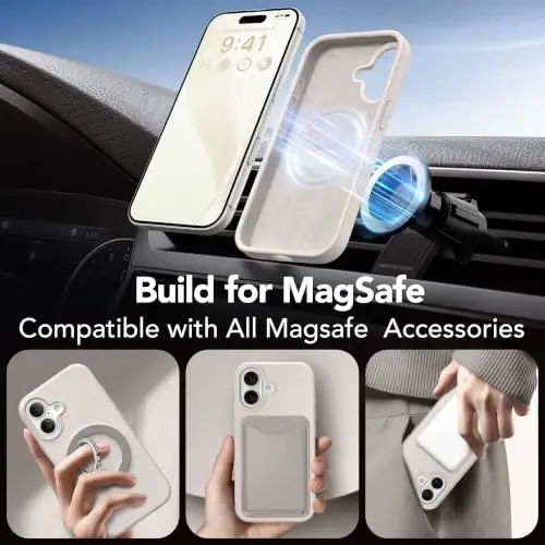 GONEZ Magnetic for iPhone 17 Case, Silicone Cover Stone | Compatible with MagSafe, Camera Button & Screen Protector, Microfiber Lining, 3 Layers Soft Gel Rubber Shockproof Slim 6.3