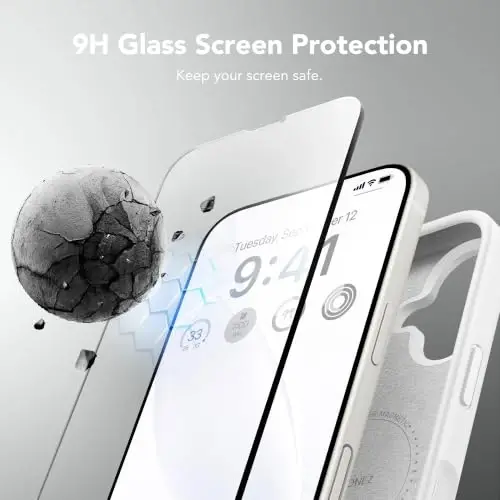 GONEZ Magnetic for iPhone 17 Case, Silicone Cover White | Compatible with MagSafe, Camera Button & Screen Protector, Microfiber Lining, 3 Layers Soft Gel Rubber Shockproof Slim 6.3