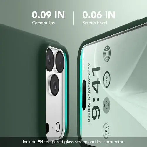 GONEZ Magnetic for iPhone 17 Pro Case, [Compatible with MagSafe] Anti-Scratch Microfiber Lining & Screen Protector, Silicone Camera Control, Shockproof Slim Phone Cover 6.3 inch, Army Green - 3