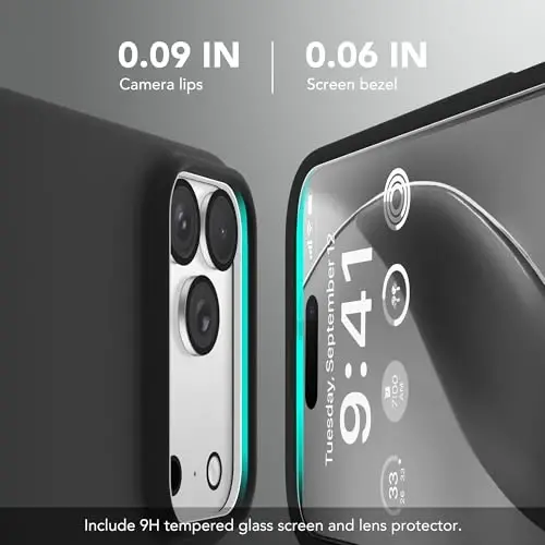 GONEZ Magnetic for iPhone 17 Pro Case, [Compatible with MagSafe] Anti-Scratch Microfiber Lining & Screen Protector, Silicone Camera Control, Shockproof Slim Phone Cover 6.3 inch, Black - 3