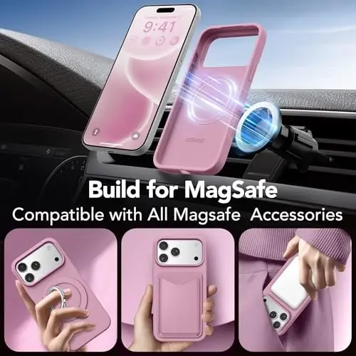 GONEZ Magnetic for iPhone 17 Pro Case, Compatible with MagSafe, [Screen Protector + Camera Lens Protector], Liquid Silicone Anti-Scratch Shockproof Protective Phone Case 6.3 inch, Blackcurrant - 4