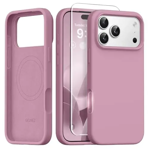GONEZ Magnetic for iPhone 17 Pro Case, [Compatible with MagSafe] Anti-Scratch Microfiber Lining & Screen Protector, Silicone Camera Control, Shockproof Slim Phone Cover 6.3 inch, Blackcurrant 