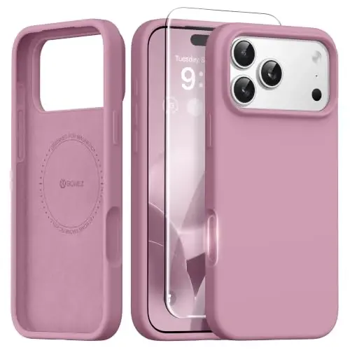 GONEZ Magnetic for iPhone 17 Pro Case, [Compatible with MagSafe] Anti-Scratch Microfiber Lining & Screen Protector, Silicone Camera Control, Shockproof Slim Phone Cover 6.3 inch, Blackcurrant 