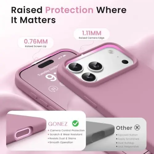 GONEZ Magnetic for iPhone 17 Pro Case, [Compatible with MagSafe] Anti-Scratch Microfiber Lining & Screen Protector, Silicone Camera Control, Shockproof Slim Phone Cover 6.3 inch, Blackcurrant - 3