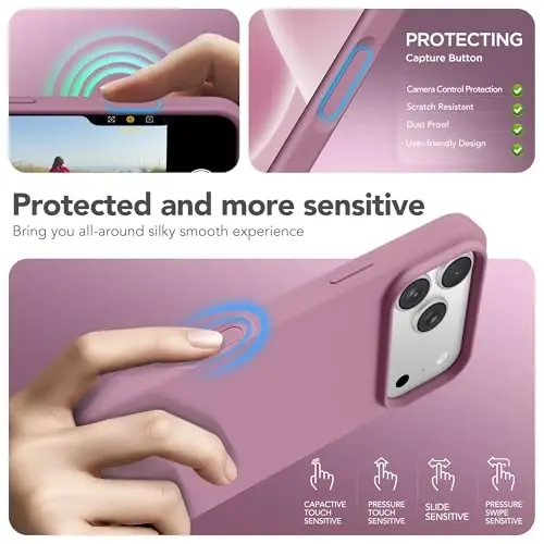 GONEZ Magnetic for iPhone 17 Pro Case, Compatible with MagSafe, [Screen Protector + Camera Lens Protector], Liquid Silicone Anti-Scratch Shockproof Protective Phone Case 6.3 inch, Blackcurrant - 5