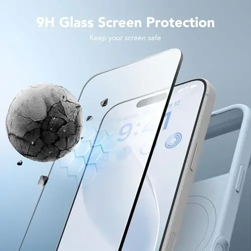 GONEZ Magnetic for iPhone 17 Pro Case, [Compatible with MagSafe] Anti-Scratch Microfiber Lining & Screen Protector, Silicone Camera Control, Shockproof Slim Phone Cover 6.3 inch, Blue - 2