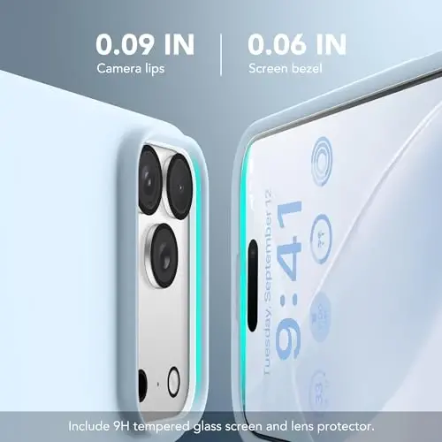 GONEZ Magnetic for iPhone 17 Pro Case, [Compatible with MagSafe] Anti-Scratch Microfiber Lining & Screen Protector, Silicone Camera Control, Shockproof Slim Phone Cover 6.3 inch, Blue - 3