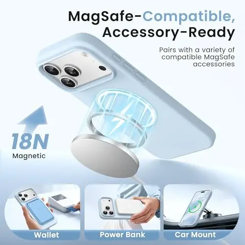 GONEZ Magnetic for iPhone 17 Pro Case, [Compatible with MagSafe] Anti-Scratch Microfiber Lining & Screen Protector, Silicone Camera Control, Shockproof Slim Phone Cover 6.3 inch, Blue 