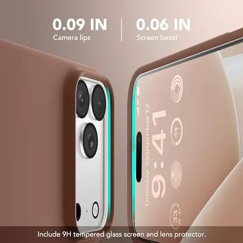 GONEZ Magnetic for iPhone 17 Pro Case, [Compatible with MagSafe] Anti-Scratch Microfiber Lining & Screen Protector, Silicone Camera Control, Shockproof Slim Phone Cover 6.3 inch, Brown - 3