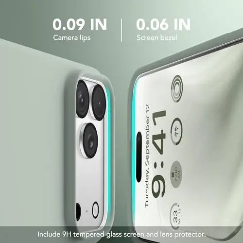 GONEZ Magnetic for iPhone 17 Pro Case, [Compatible with MagSafe] Anti-Scratch Microfiber Lining & Screen Protector, Silicone Camera Control, Shockproof Slim Phone Cover 6.3 inch, Calke Green - 3
