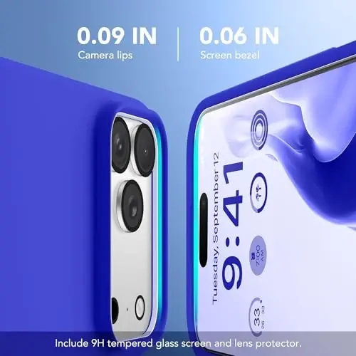 GONEZ Magnetic for iPhone 17 Pro Case, [Compatible with MagSafe] Anti-Scratch Microfiber Lining & Screen Protector, Silicone Camera Control, Shockproof Slim Phone Cover 6.3 inch, Cobalt Blue - 3
