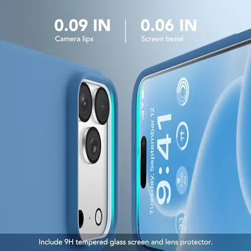 GONEZ Magnetic for iPhone 17 Pro Case, [Compatible with MagSafe] Anti-Scratch Microfiber Lining & Screen Protector, Silicone Camera Control, Shockproof Slim Phone Cover 6.3 inch, Lake Blue - 2