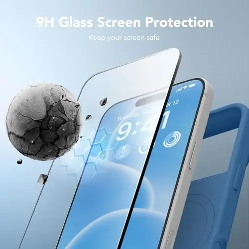 GONEZ Magnetic for iPhone 17 Pro Case, [Compatible with MagSafe] Anti-Scratch Microfiber Lining & Screen Protector, Silicone Camera Control, Shockproof Slim Phone Cover 6.3 inch, Lake Blue - 3