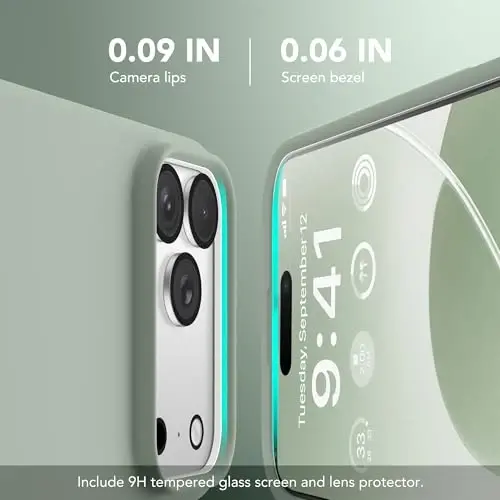 GONEZ Magnetic for iPhone 17 Pro Case, [Compatible with MagSafe] Anti-Scratch Microfiber Lining & Screen Protector, Silicone Camera Control, Shockproof Slim Phone Cover 6.3 inch, Light Green - 3