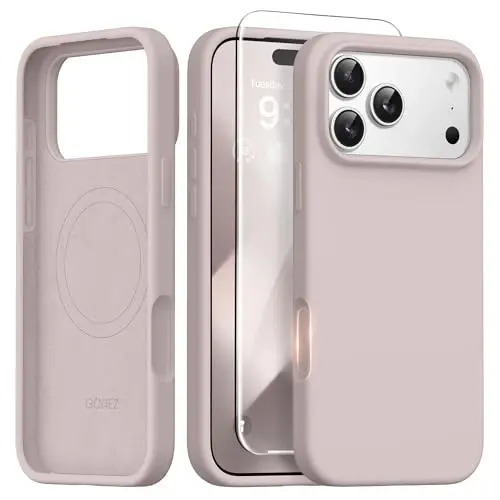 GONEZ Magnetic for iPhone 17 Pro Case, [Compatible with MagSafe] Anti-Scratch Microfiber Lining & Screen Protector, Silicone Camera Control, Shockproof Slim Phone Cover 6.3 inch, Light Taro 
