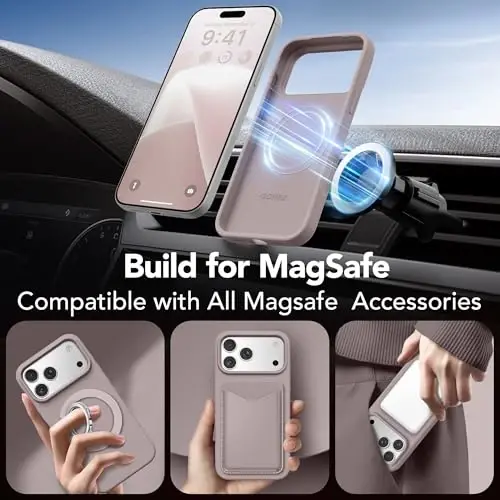 GONEZ Magnetic for iPhone 17 Pro Case, Compatible with MagSafe, [Screen Protector + Camera Lens Protector], Liquid Silicone Anti-Scratch Shockproof Protective Phone Case 6.3 inch, Light Taro - 4