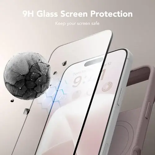 GONEZ Magnetic for iPhone 17 Pro Case, [Compatible with MagSafe] Anti-Scratch Microfiber Lining & Screen Protector, Silicone Camera Control, Shockproof Slim Phone Cover 6.3 inch, Light Taro - 3