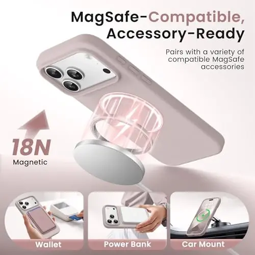 GONEZ Magnetic for iPhone 17 Pro Case, [Compatible with MagSafe] Anti-Scratch Microfiber Lining & Screen Protector, Silicone Camera Control, Shockproof Slim Phone Cover 6.3 inch, Light Taro 