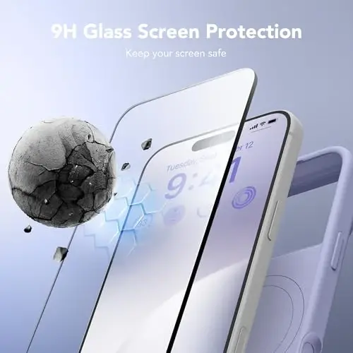 GONEZ Magnetic for iPhone 17 Pro Case, [Compatible with MagSafe] Anti-Scratch Microfiber Lining & Screen Protector, Silicone Camera Control, Shockproof Slim Phone Cover 6.3 inch, Lilac - 4