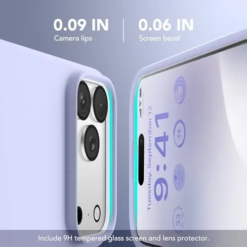 GONEZ Magnetic for iPhone 17 Pro Case, [Compatible with MagSafe] Anti-Scratch Microfiber Lining & Screen Protector, Silicone Camera Control, Shockproof Slim Phone Cover 6.3 inch, Lilac - 5