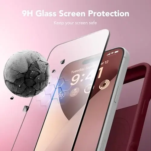 GONEZ Magnetic for iPhone 17 Pro Case, [Compatible with MagSafe] Anti-Scratch Microfiber Lining & Screen Protector, Silicone Camera Control, Shockproof Slim Phone Cover 6.3 inch, Maroon - GONEZ (1)