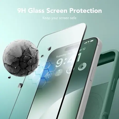 GONEZ Magnetic for iPhone 17 Pro Case, [Compatible with MagSafe] Anti-Scratch Microfiber Lining & Screen Protector, Silicone Camera Control, Shockproof Slim Phone Cover 6.3 inch, Midnight Green - 2