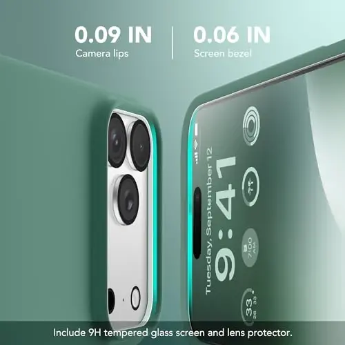 GONEZ Magnetic for iPhone 17 Pro Case, [Compatible with MagSafe] Anti-Scratch Microfiber Lining & Screen Protector, Silicone Camera Control, Shockproof Slim Phone Cover 6.3 inch, Midnight Green - 3